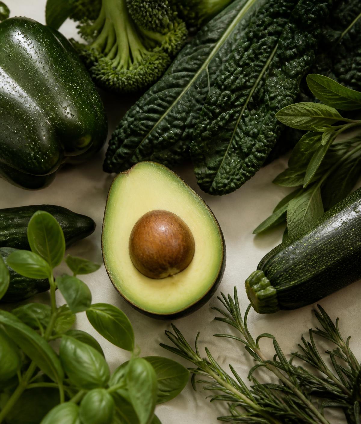 Verduras verdes frescas seleccionadas por LOAM